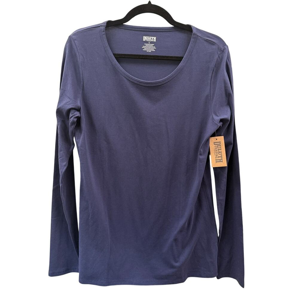 Duluth Women's No Yank Long Sleeve Scoop Neck Tee Navy Blue L NWT